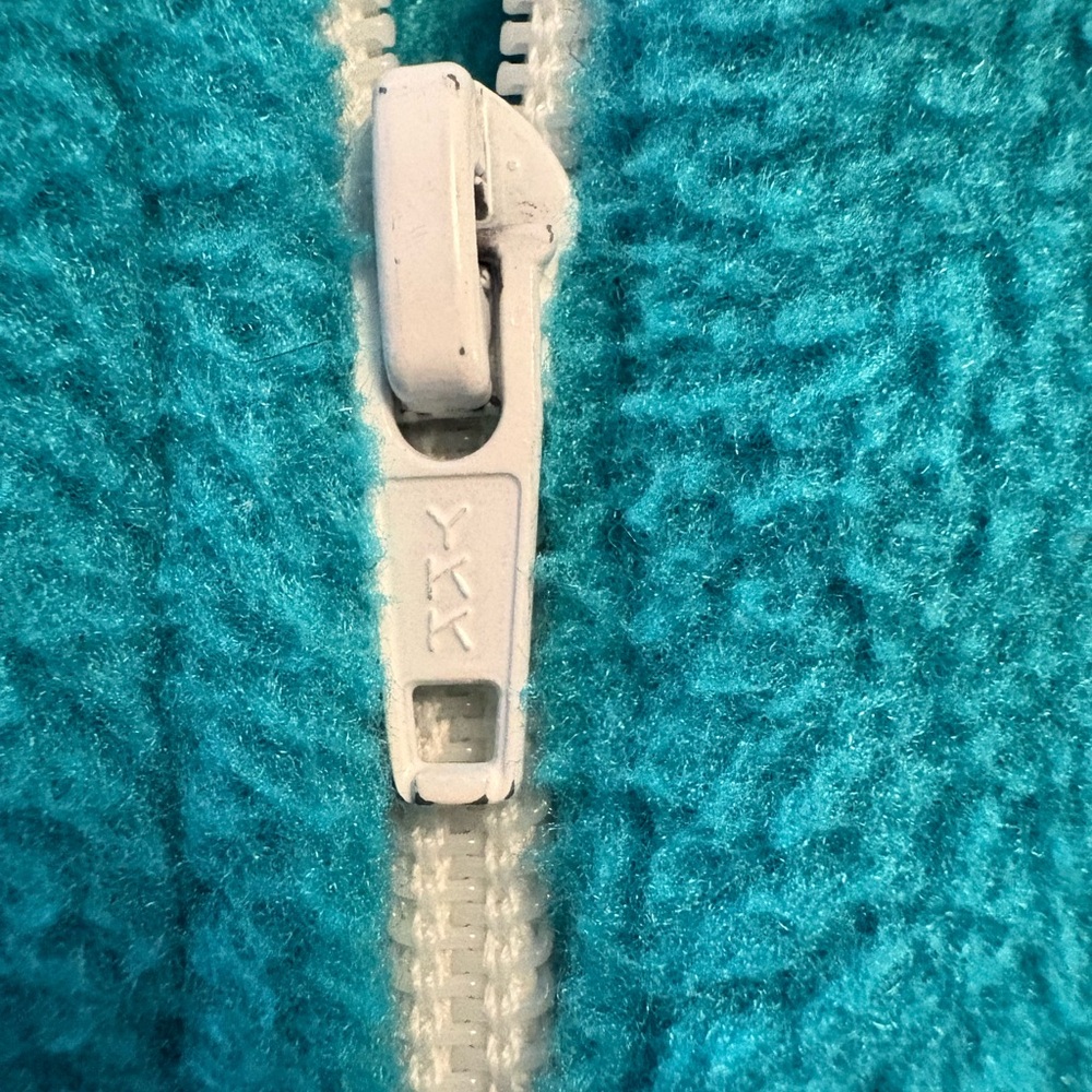 Vintage Teal Fleece Zip-Up Jacket with Rainbow Detail - Picture 4 of 4